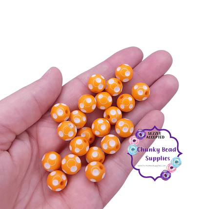 12mm "Orange" Acrylic Polka Dot Beads