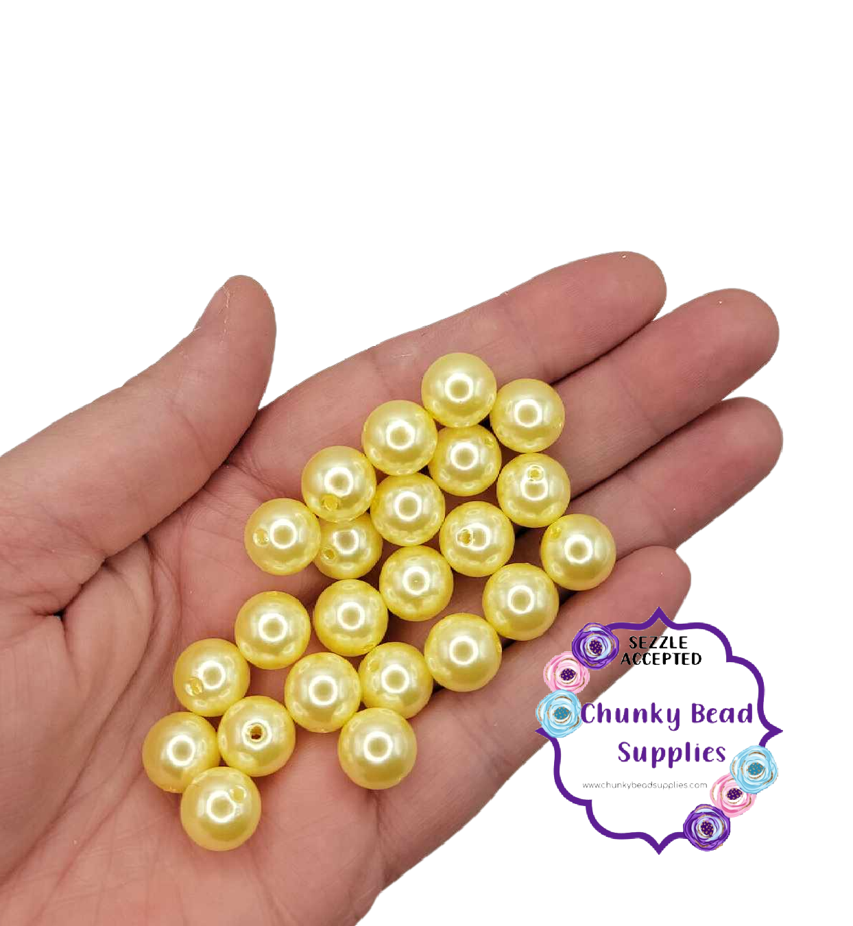 Cuentas de perlas acrílicas “amarillo narciso” de 12 mm 