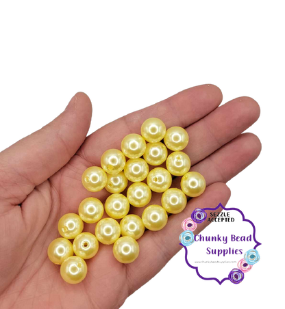 12mm “Daffodil Yellow” Acrylic Pearl Beads