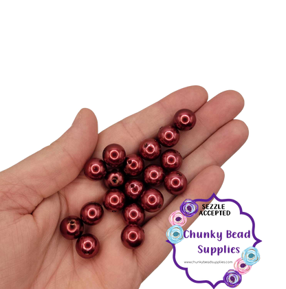Perlas acrílicas "rojo granate" de 12 mm