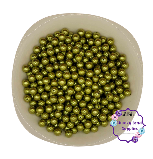 Perlas acrílicas "verde oliva" de 12 mm