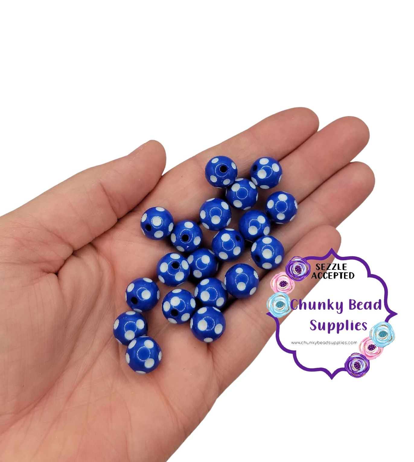 12mm "Royal Blue" Acrylic Polka Dot Beads
