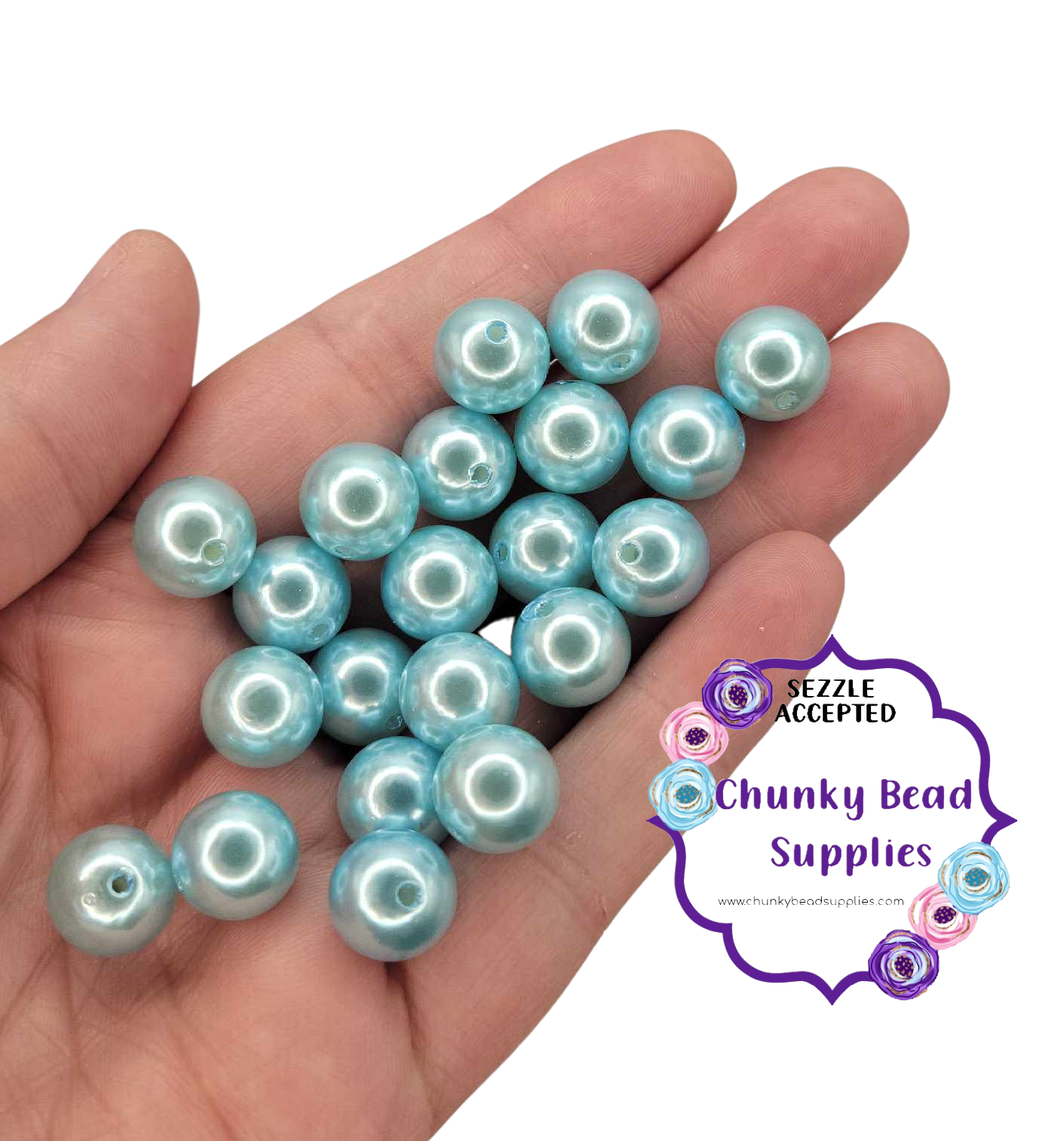 Cuentas de perlas acrílicas "azul campo" de 12 mm