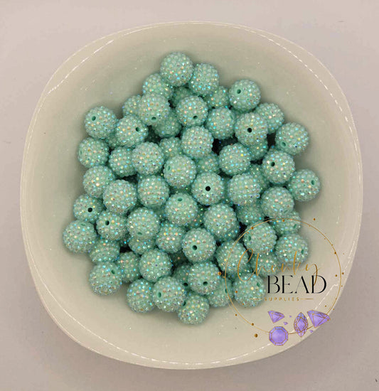 20mm "Mint Blue" Rhinestones Acrylic Beads