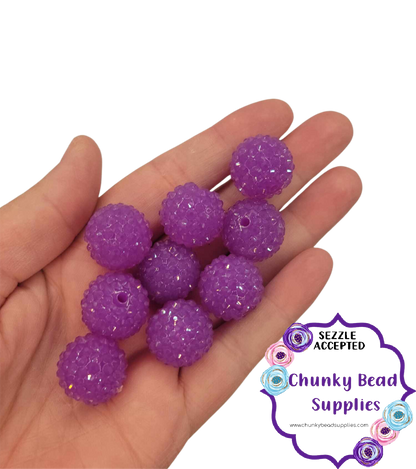 Perles acryliques strass gelée « violet » de 20 mm