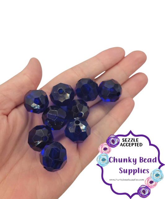 20mm "Dark Blue" Faceted Acrylic Beads