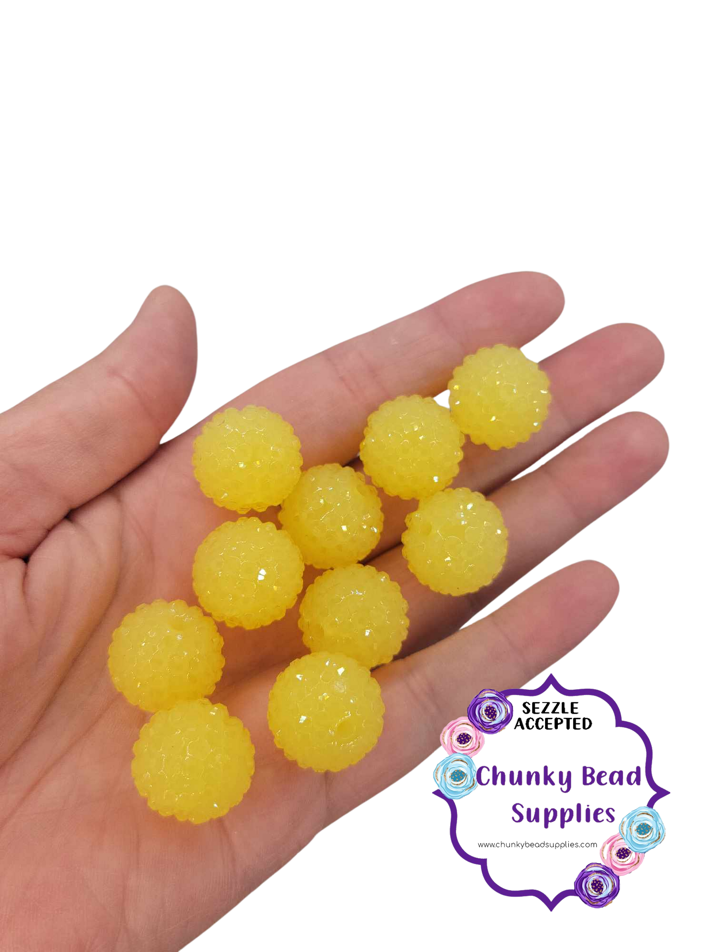 Perles acryliques strass gelée « jaune » de 20 mm