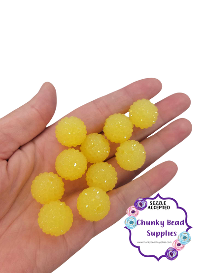 Perles acryliques strass gelée « jaune » de 20 mm
