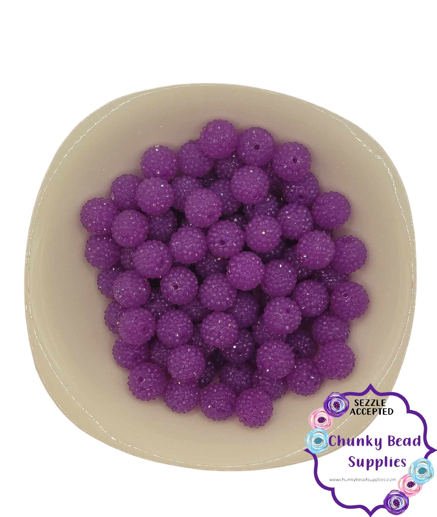 20mm "Purple" Jelly Rhinestone Acrylic Beads