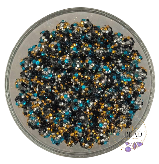 12mm "Blue Year" Confetti Rhinestone Acrylic Beads