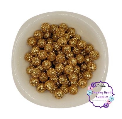 20mm "Gold" Glitter Sequin Rhinestone Acrylic Beads