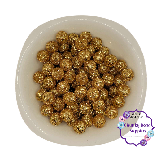 20mm "Gold" Glitter Sequin Rhinestone Acrylic Beads
