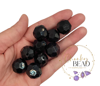 20mm "Black" Faceted Acrylic Beads