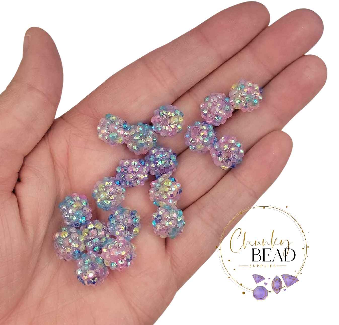 12mm "Mermaid Ombre" Confetti Rhinestone Acrylic Beads