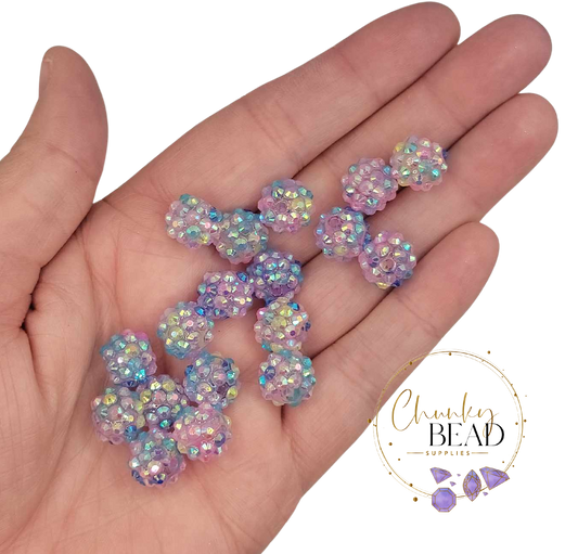 12mm "Mermaid Ombre" Confetti Rhinestone Acrylic Beads