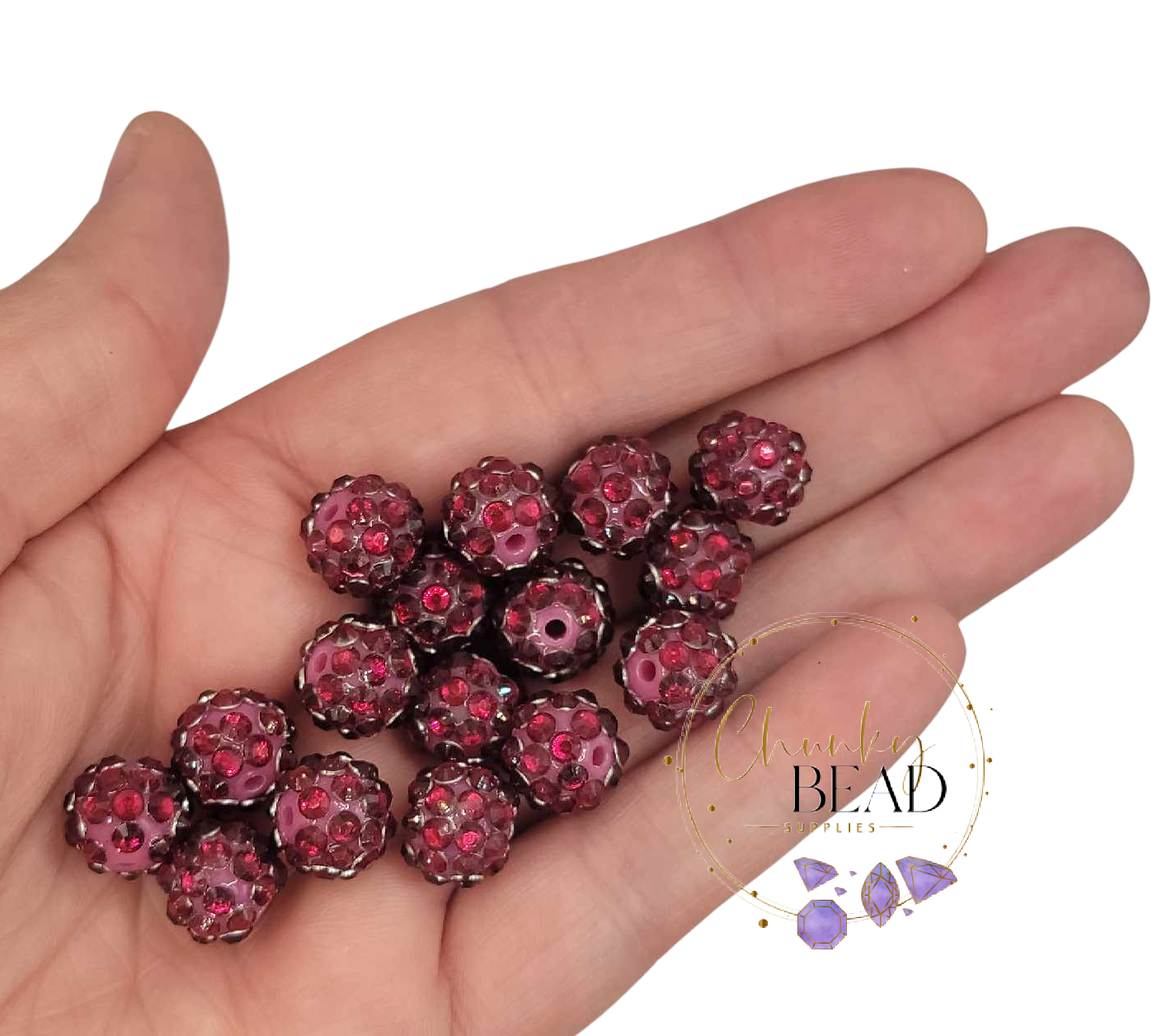 12mm "Berry" Foil Rhinestone Acrylic Beads