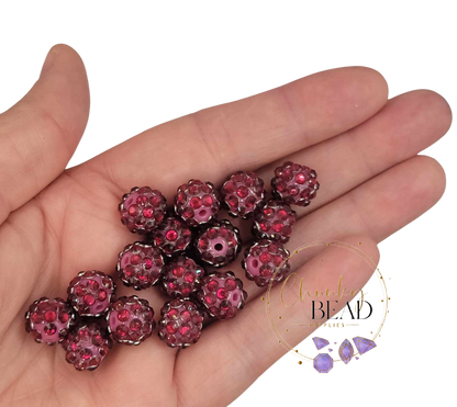 12mm "Berry" Foil Rhinestone Acrylic Beads