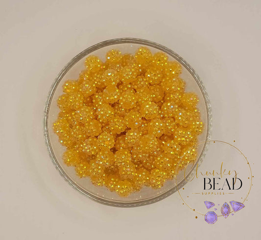 12mm " Mustard" Jelly Rhinestone Acrylic Beads