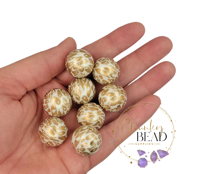 20mm "Gold Leopard" Whole Print Acrylic Beads