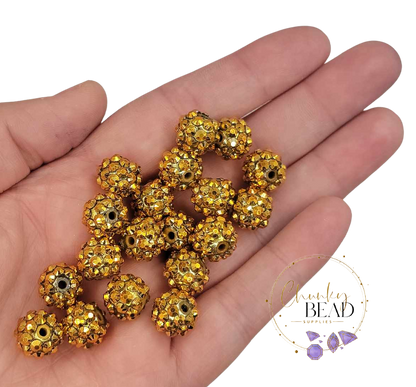 12mm "Bright Gold" Rhinestone Acrylic Beads