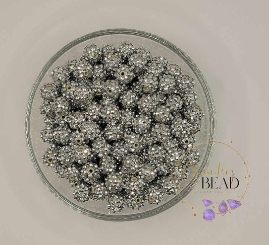 12mm "Silver" Rhinestone Acrylic Beads