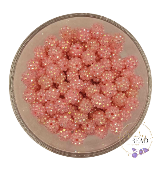 12mm "Bubblegum Pink" Rhinestone Acrylic Beads