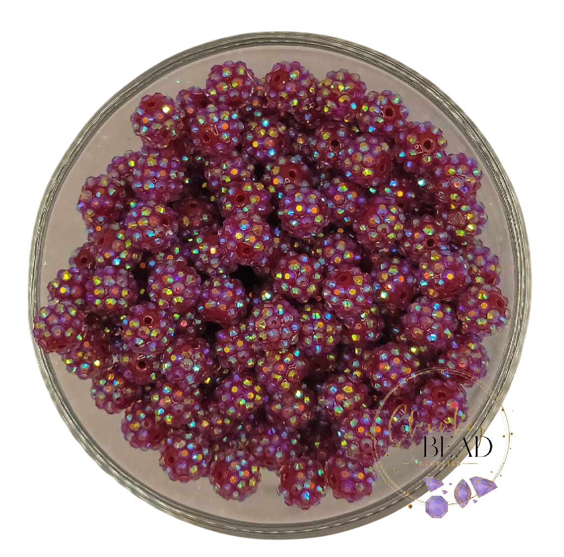 12mm "Mulberry" Neon Rhinestone Acrylic Beads