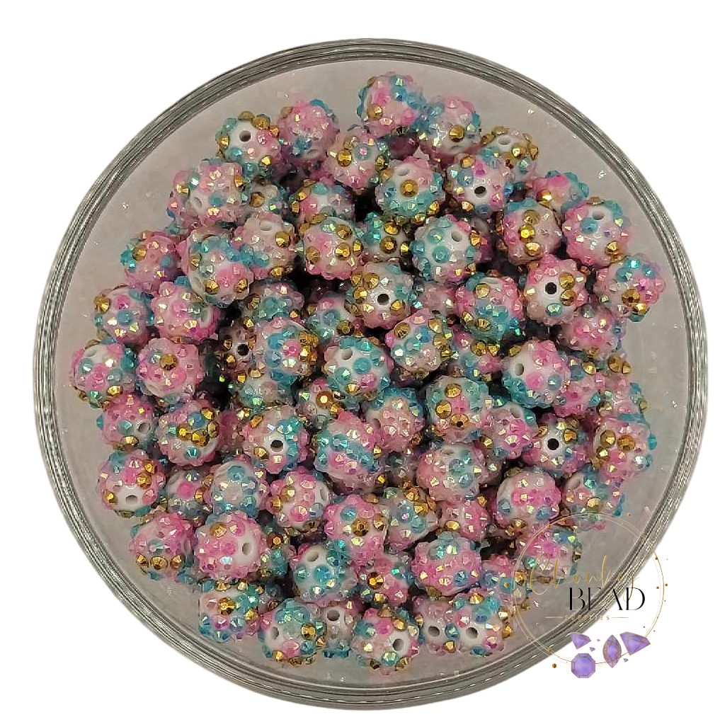12mm "Mermaid Bright" Confetti Rhinestone Acrylic Beads