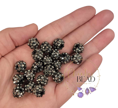 12mm "Gunmetal" Rhinestone Acrylic Beads