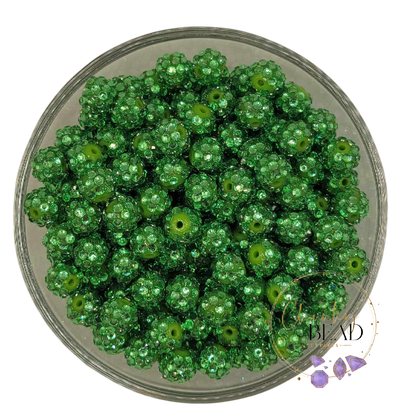 12mm "“Lime” Foil Rhinestone Acrylic Beads