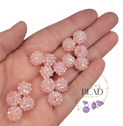 12mm "Pink" Jelly AB Rhinestone Acrylic Beads