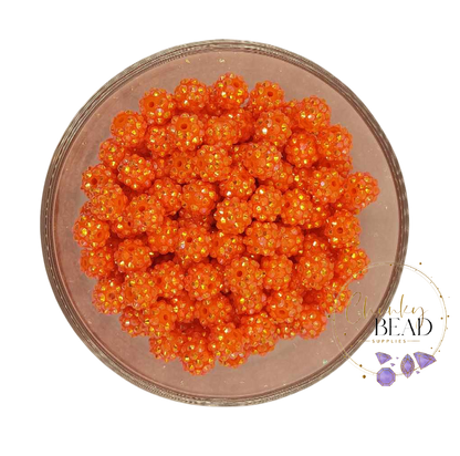 12mm "Bright Orange" Rhinestone Acrylic Beads