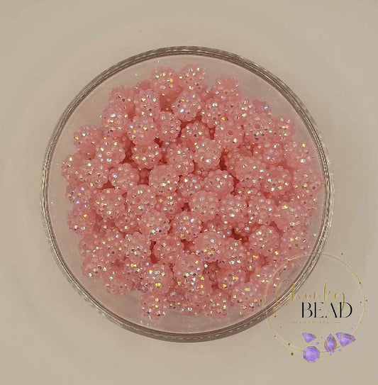 12mm "Pink" Jelly AB Rhinestone Acrylic Beads