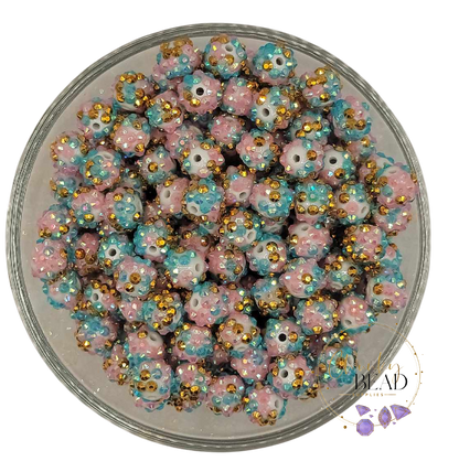 12mm "Mermaid" Confetti Rhinestone Acrylic Beads