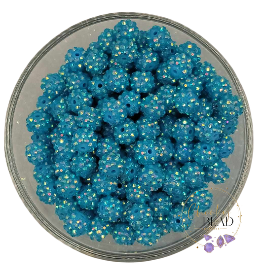 12mm "Aqua Blue" Rhinestone Acrylic Beads