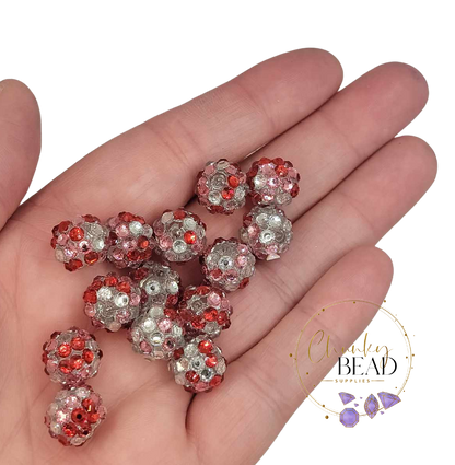 12mm "Valentine" Confetti Rhinestone Acrylic Beads