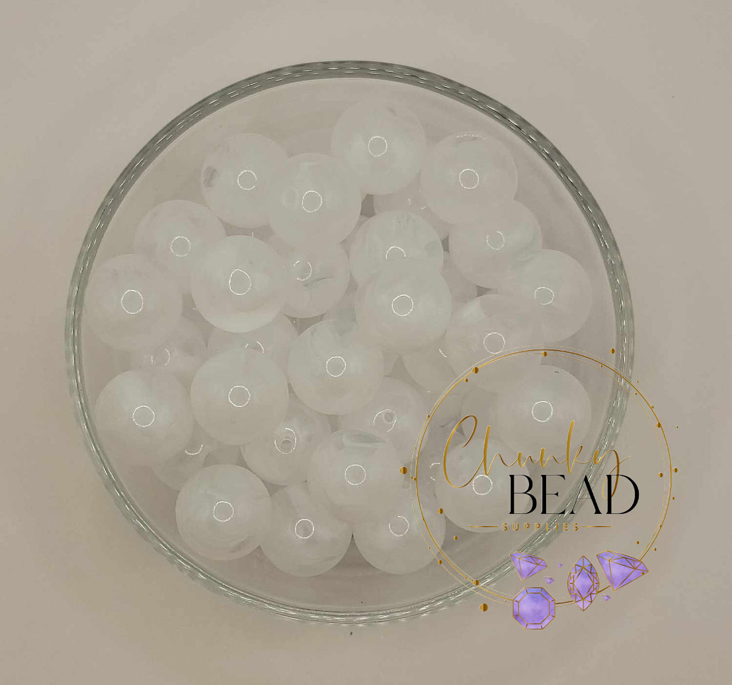 20mm “Clear White ” Double Color Acrylic Beads
