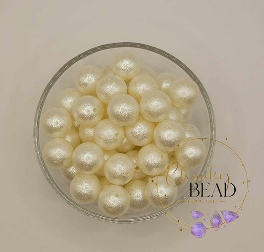 20mm “Ivory” Wrinkle Acrylic Beads