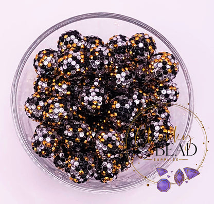 20mm "New Year" Confetti Rhinestone Acrylic Beads