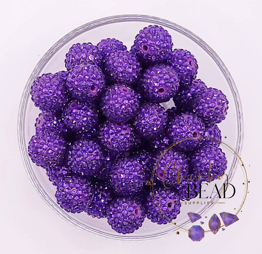 20mm "Dark Purple"  Foil Rhinestone Acrylic Beads