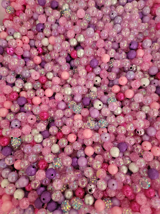 12mm Bulk Pink Purple Bead Mix