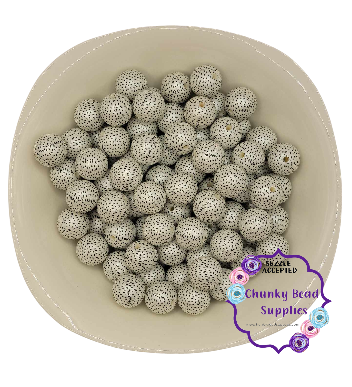 Grosses perles de bubblegum imprimées « graines de pastèque » de 20 mm