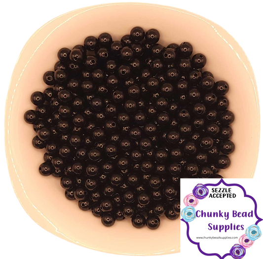 Perles acryliques noires de 12 mm, fournitures de perles chunky CBS, perles opaques Gumball