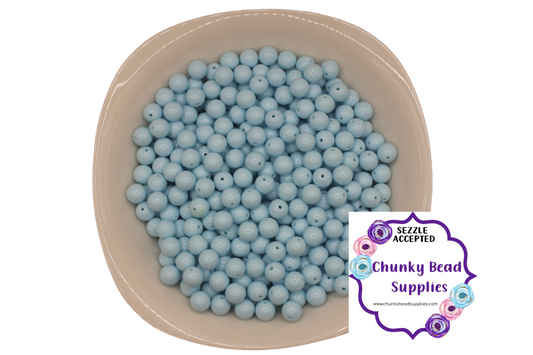 Perles acryliques solides « Bleu crème » de 12 mm, fournitures de perles chunky CBS, perles gumball, perles bubblegum chunky