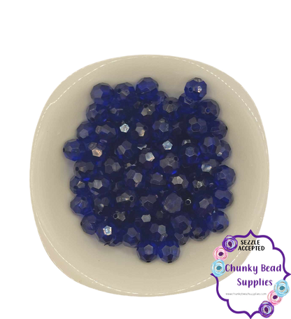 20mm "Dark Blue" Faceted Acrylic Beads