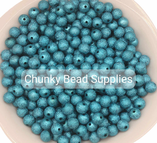 12mm “Cyan Blue” Stardust Acrylic Beads