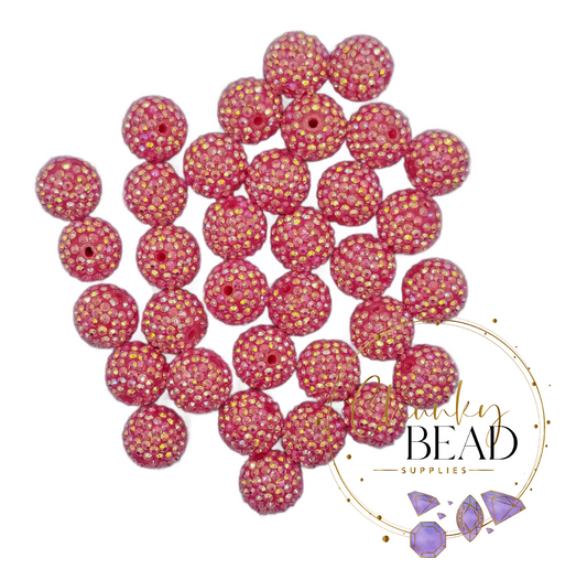 20mm "Hot Pink Clear AB" Jelly Rhinestone Acrylic Beads