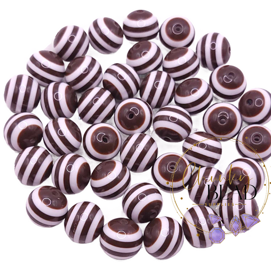 20mm “Brown” Stripe Acrylic Beads