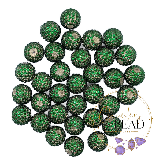 20mm “Clear Green” AB Rhinestone Acrylic Beads