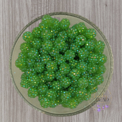 12mm "Lime" Jelly AB Rhinestone Acrylic Beads